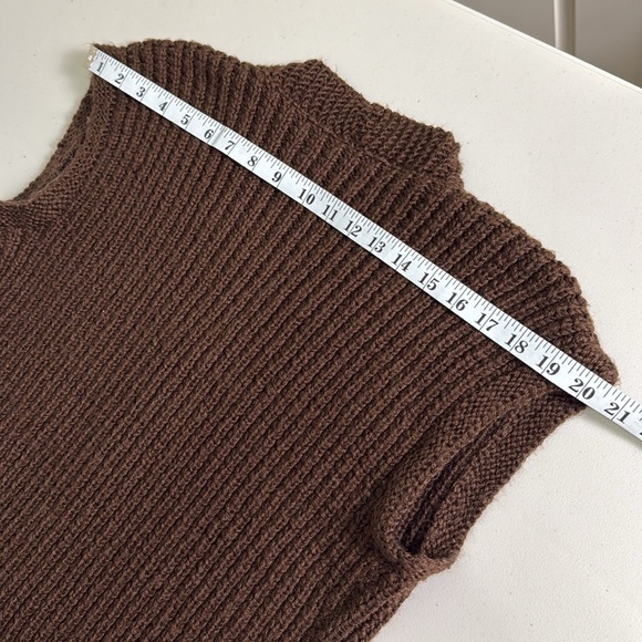 Vintage Brown Chunky Knit Wool Sweater Vest Button Grandpacore Dadcore - Picture 12 of 13